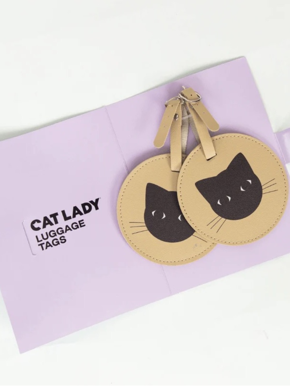 CatLady Beige Cat Face Luggage Tags NEW, NEVER USED